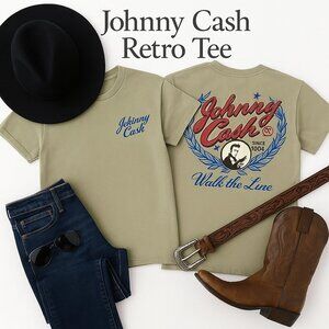 NWOT Johnny Cash Walk the Line Band Tee Gray Small 100% Cotton Licensed Merch